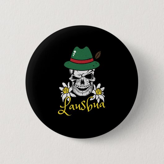 Lausbua Bavaria Skull Bavarian Costumes Ronde Button 5,7 Cm (Voorkant)