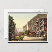 Lauterbrunnen Valley, straatuitzicht met Staubbach Briefkaart (Voorkant / Achterkant)