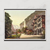 Lauterbrunnen Valley, straatuitzicht met Staubbach Briefkaart (Voorkant)