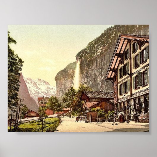 Lauterbrunnen Valley, straatuitzicht met Staubbach Poster (Voorkant)