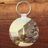 Lauterbrunnen Valley, straatuitzicht met Staubbach Sleutelhanger (Voorkant)