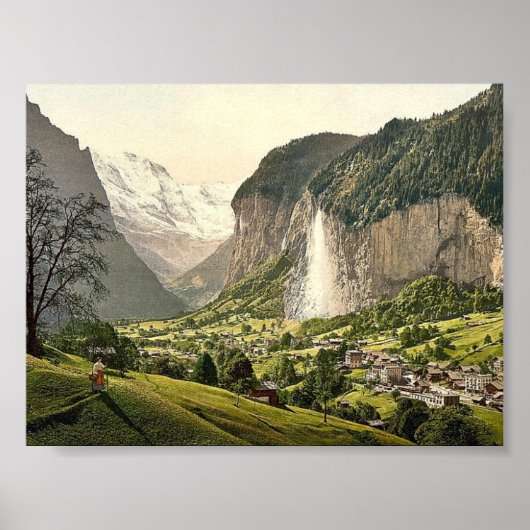 Lauterbrunnen Valley with Staubbach, Bernese Oberl Poster (Voorkant)