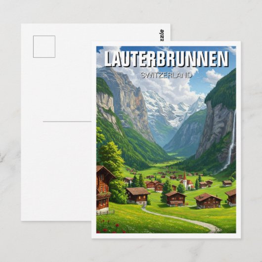 Lauterbrunnen Zwitserland Reizen Briefkaart (Voorkant / Achterkant)