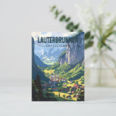 Lauterbrunnen Zwitserland Reizen Kunst Vintage Briefkaart (Staand voorkant)