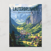Lauterbrunnen Zwitserland Reizen Kunst Vintage Briefkaart (Voorkant)