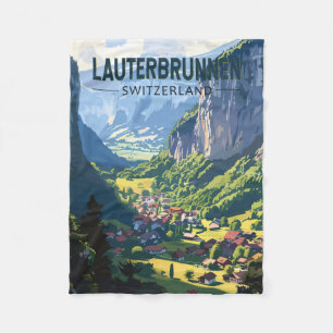 Lauterbrunnen Zwitserland Reizen Kunst Vintage Fleece Deken