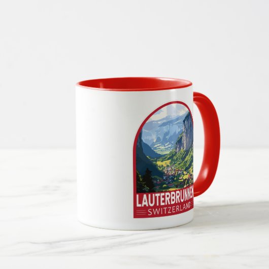 Lauterbrunnen Zwitserland Reizen Kunst Vintage Mok (Voorkant rechts)