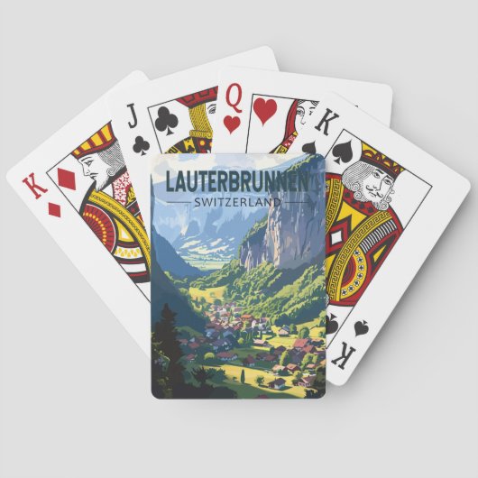 Lauterbrunnen Zwitserland Reizen Kunst Vintage Pokerkaarten (Achterkant)