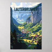 Lauterbrunnen Zwitserland Reizen Kunst Vintage Poster (Voorkant)