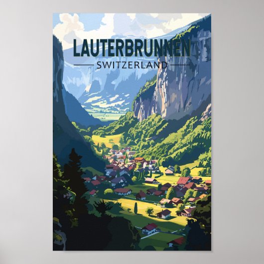 Lauterbrunnen Zwitserland Reizen Kunst Vintage Poster (Voorkant)