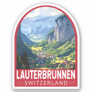 Lauterbrunnen Zwitserland Reizen Kunst Vintage Sticker
