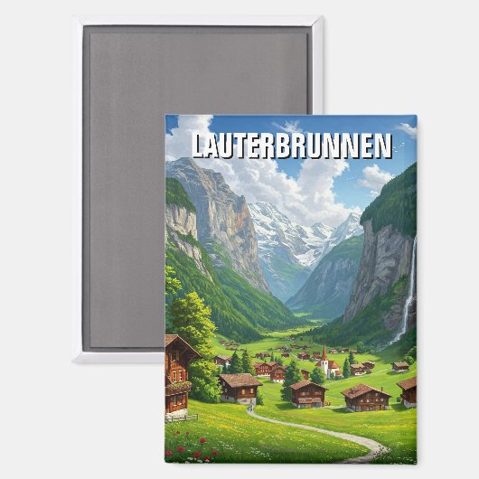 Lauterbrunnen Zwitserland Reizen Magneet (Voorkant / Achterkant)
