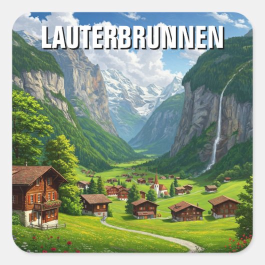 Lauterbrunnen Zwitserland Reizen Vierkante Sticker (Voorkant)