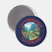 Lauterbrunnen Zwitserland Retro Noodcirkel Magneet (Voorkant / Achterkant)