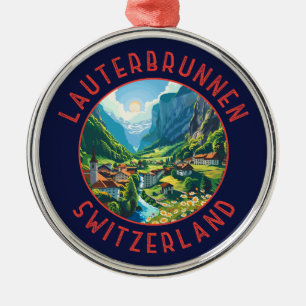 Lauterbrunnen Zwitserland Retro Noodcirkel Metalen Ornament