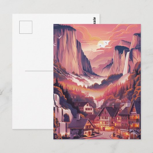 Lauterbrunnen Zwitserland Rood Briefkaart (Voorkant / Achterkant)