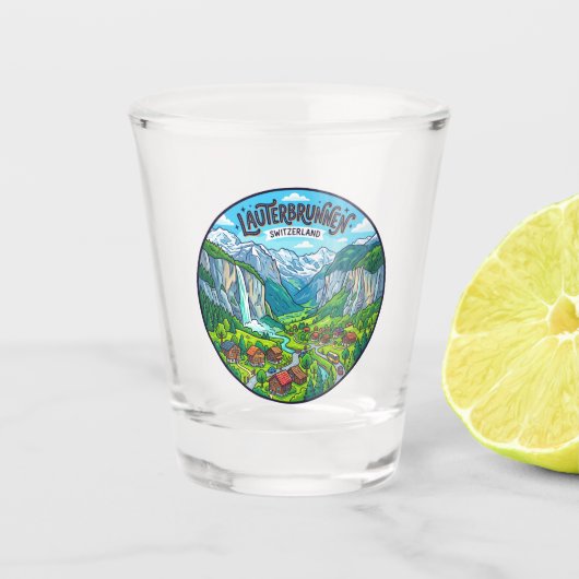 Lauterbrunnen Zwitserland Shot Glas (Voorkant)