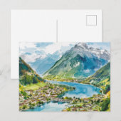 Lauterbrunnen Zwitserland Waterverf Briefkaart (Voorkant / Achterkant)