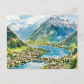 Lauterbrunnen Zwitserland Waterverf Briefkaart (Voorkant)