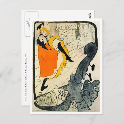 Lautrec: Jane Avril die het blikje danst Briefkaart (Voorkant / Achterkant)