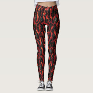 Lava en vulkanische Rocks   Volcano Magma-patroon Leggings