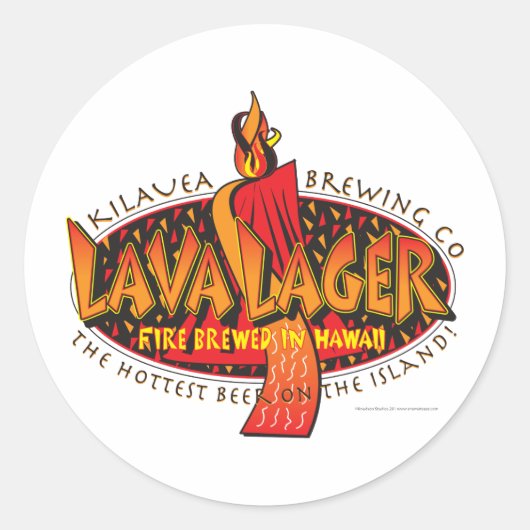 Lava Lager Hawaiian Beer Ronde Sticker (Voorkant)