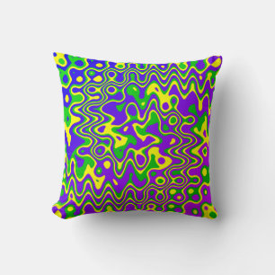 [Lava Lamp] Op-Art Krullen & Stippen Paars Blauw G Kussen