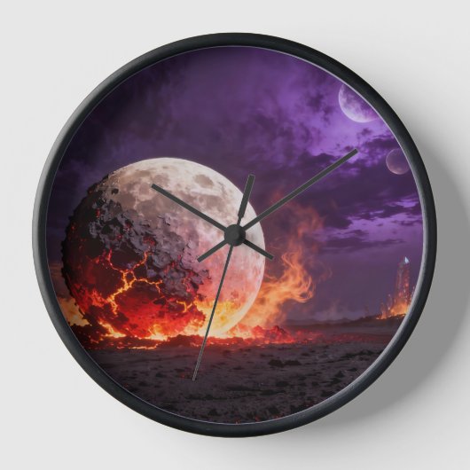 Lava Maan Fantasie Wandklok (Voorkant)