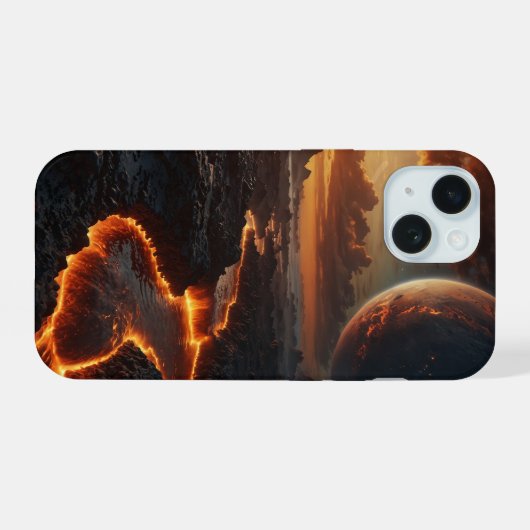 Lava-planeet iPhone 15 Case (Achterkant horizontaal)