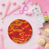 Lava Red Camo Papieren Bordje (Feest)