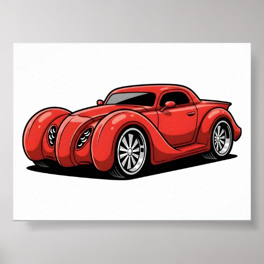 Lava Red Spiral Hotrod Toon Poster (Voorkant)