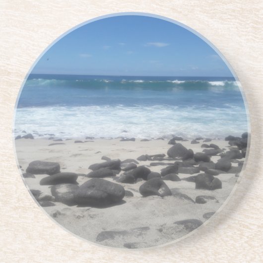 Lava Rock Beach Ocean Waves Zandsteen Onderzetter (Voorkant)