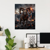 Lava Schedel Ram Hooglanden Poster (Thuiskantoor)