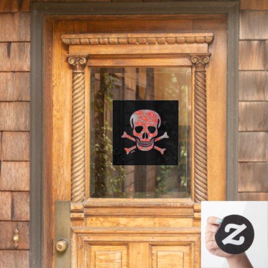 Lava Schedel zwart sq venster vastklampen voorste  Raamsticker (Huis Deur)