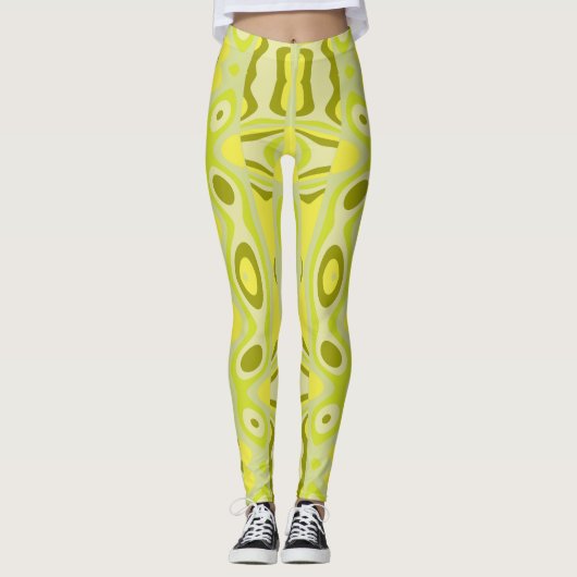 Lava Swirl - Gele Groenen Leggings (Voorkant)
