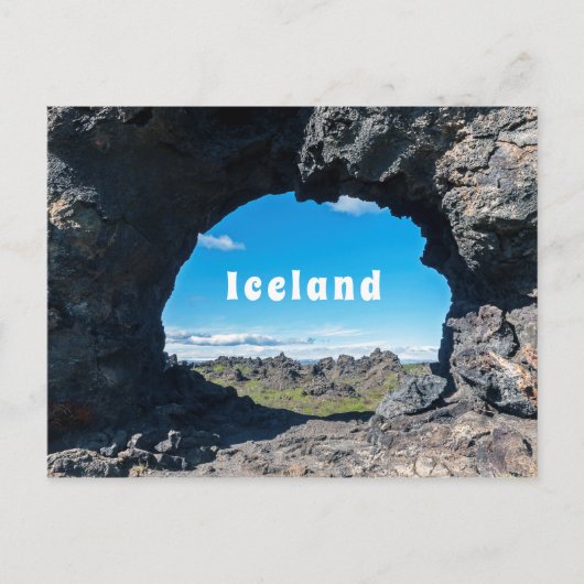 Lava venster bij Dimmuborgir, Myvatn gebied - IJsl Briefkaart (Voorkant)