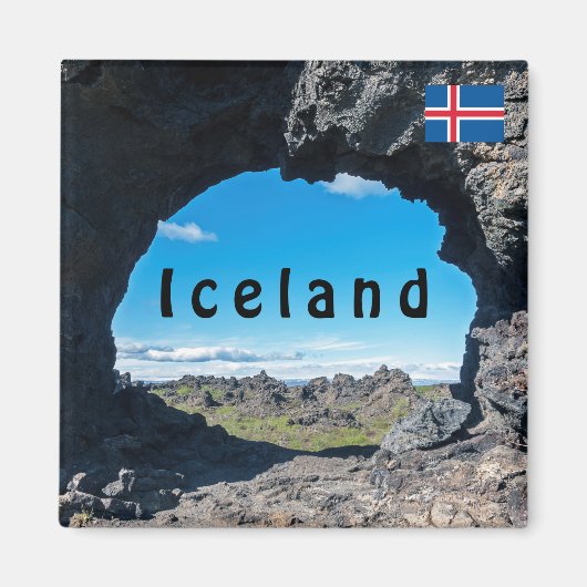 Lava venster bij Dimmuborgir, Myvatn gebied - IJsl Magneet (Voorkant)