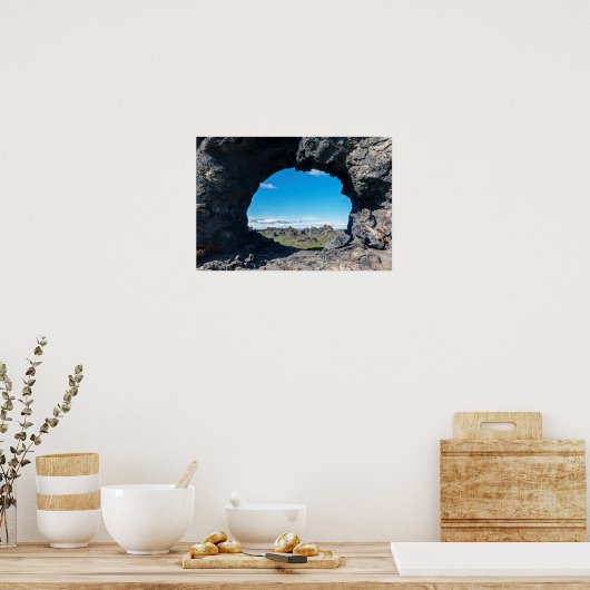 Lava venster bij Dimmuborgir, Myvatn gebied - IJsl Poster (Keuken)