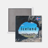 Lava-venster in Dimmuborgir, gebied Myvatn - IJsla Magneet (Voorkant / Achterkant)