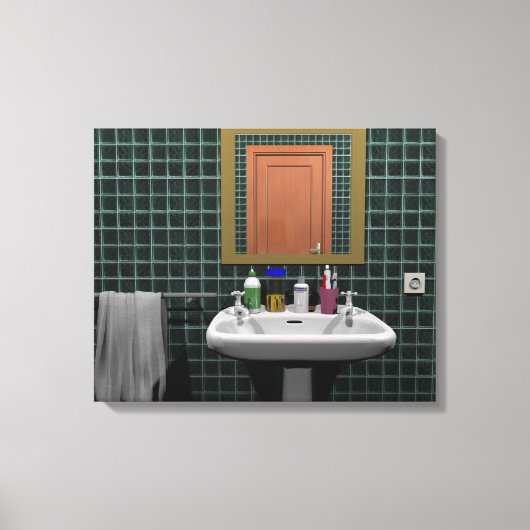 Lavabo en cuarto de baño canvas afdruk (Voorkant)