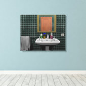 Lavabo en cuarto de baño canvas afdruk (Insitu (Houten vloer))