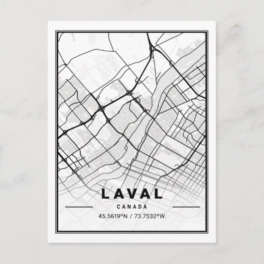 Laval Quebec Canada Travel City Map Briefkaart (Voorkant)