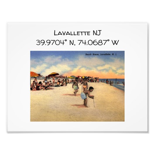 Lavallette NJ Map coördineert  stijl Foto Afdruk (Voorkant)