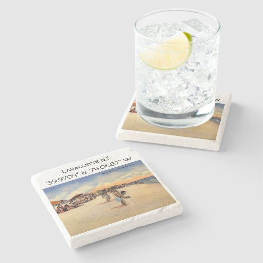 Lavallette NJ Map coördineert  stijl Stenen Onderzetter (Zijkant)