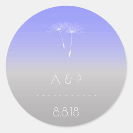 Lavanda Paarse Grijze Pastel Ombre Dandelion Ronde Sticker