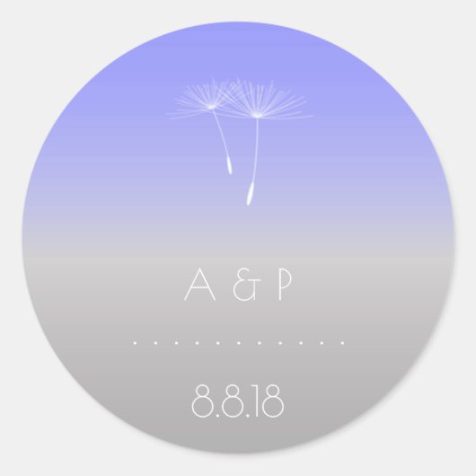 Lavanda Paarse Grijze Pastel Ombre Dandelion Ronde Sticker (Voorkant)