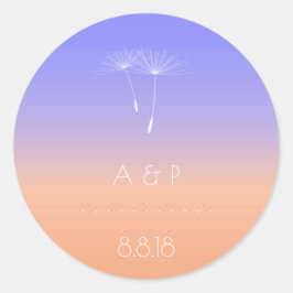 Lavanda Peach Grey Pastel Ombre paardenbloem Ronde Sticker