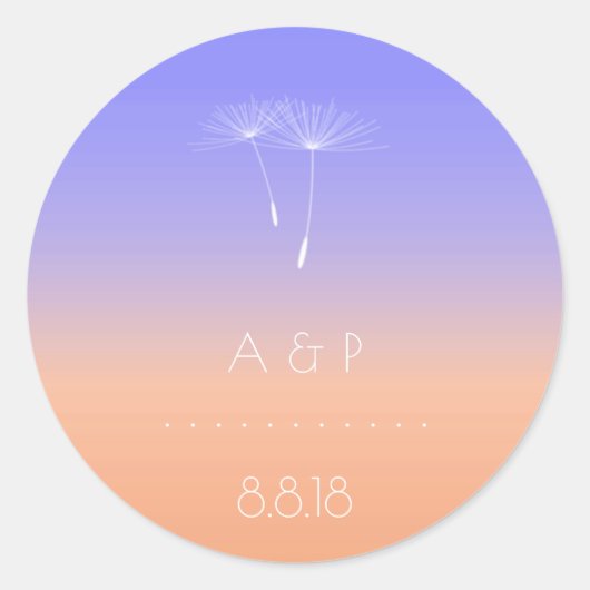 Lavanda Peach Grey Pastel Ombre paardenbloem Ronde Sticker (Voorkant)