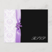 Lavander & Black Damask bruiloftspakket Uitnodiging Briefkaart (Voorkant)