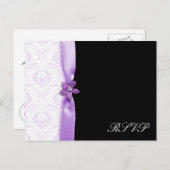 Lavander & Black Damask Huwelijkspakket Uitnodiging Briefkaart (Voorkant / Achterkant)